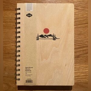 Denik Mountain Sunrise Spiral Bound Wooden Notebook NWT